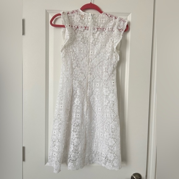 MICHAEL KORS White Floral Embroidered Ruffle Sleeve A-line Dress - Picture 5 of 8